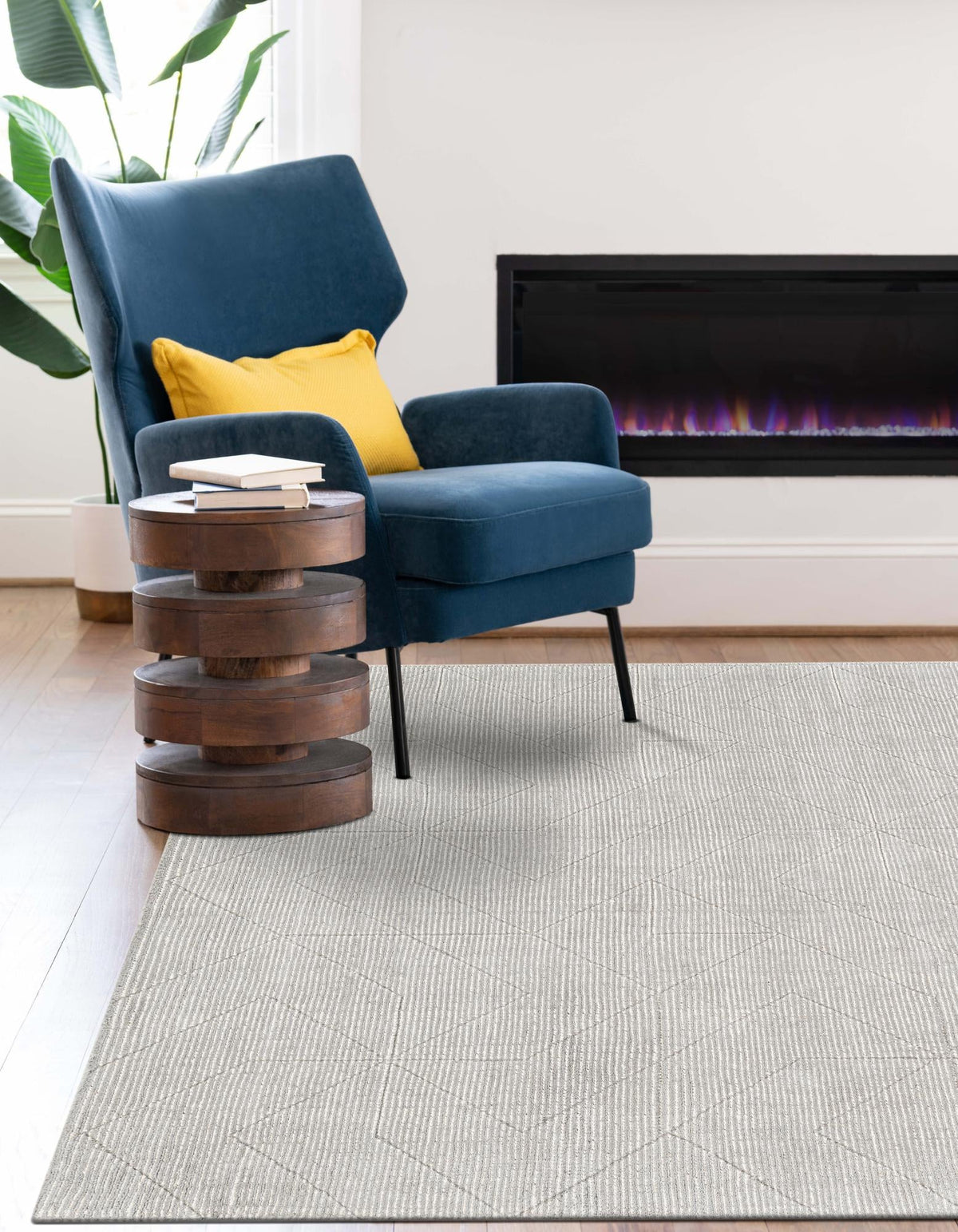 Nordic Loom Geometric Collection Area Rug - Oslo Rectangle Steel gray  lifestyle 9