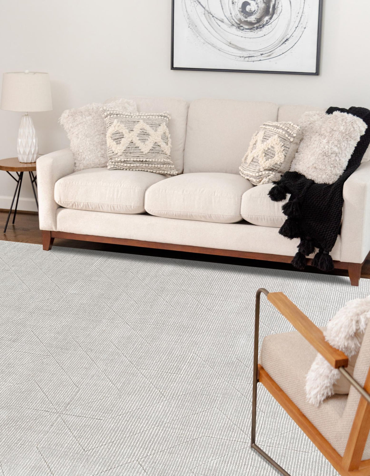 Nordic Loom Geometric Collection Area Rug - Oslo Rectangle Steel gray  lifestyle 12