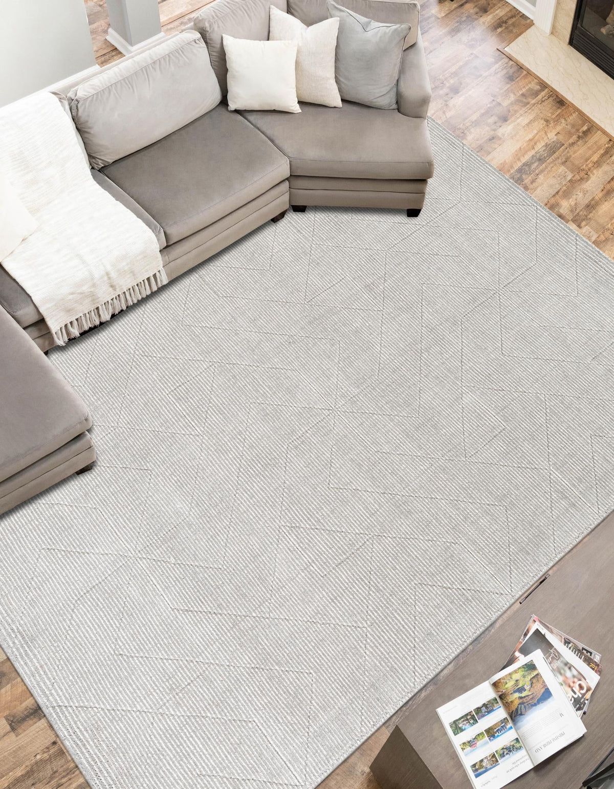 Nordic Loom Geometric Collection Area Rug - Oslo Rectangle Steel gray  lifestyle 15