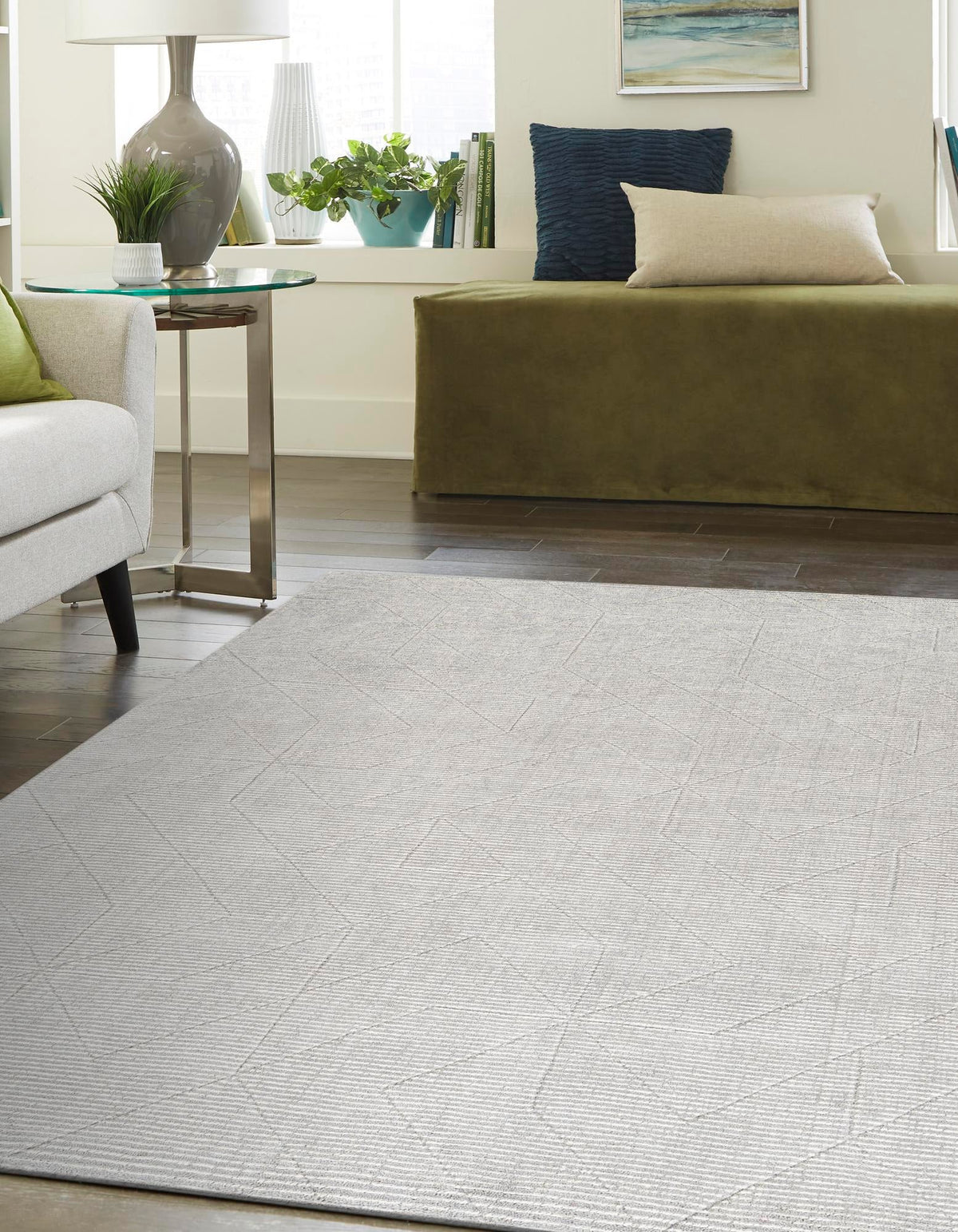 Nordic Loom Geometric Collection Area Rug - Oslo Rectangle Steel gray  lifestyle 18