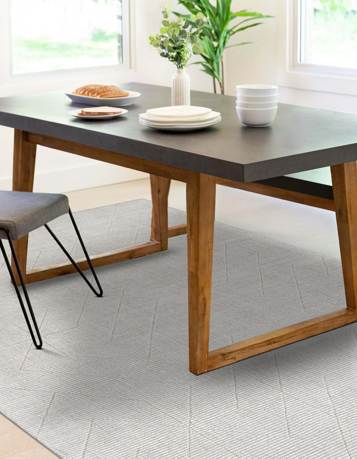 Nordic Loom Geometric Collection Area Rug - Oslo Rectangle Steel gray  lifestyle 24