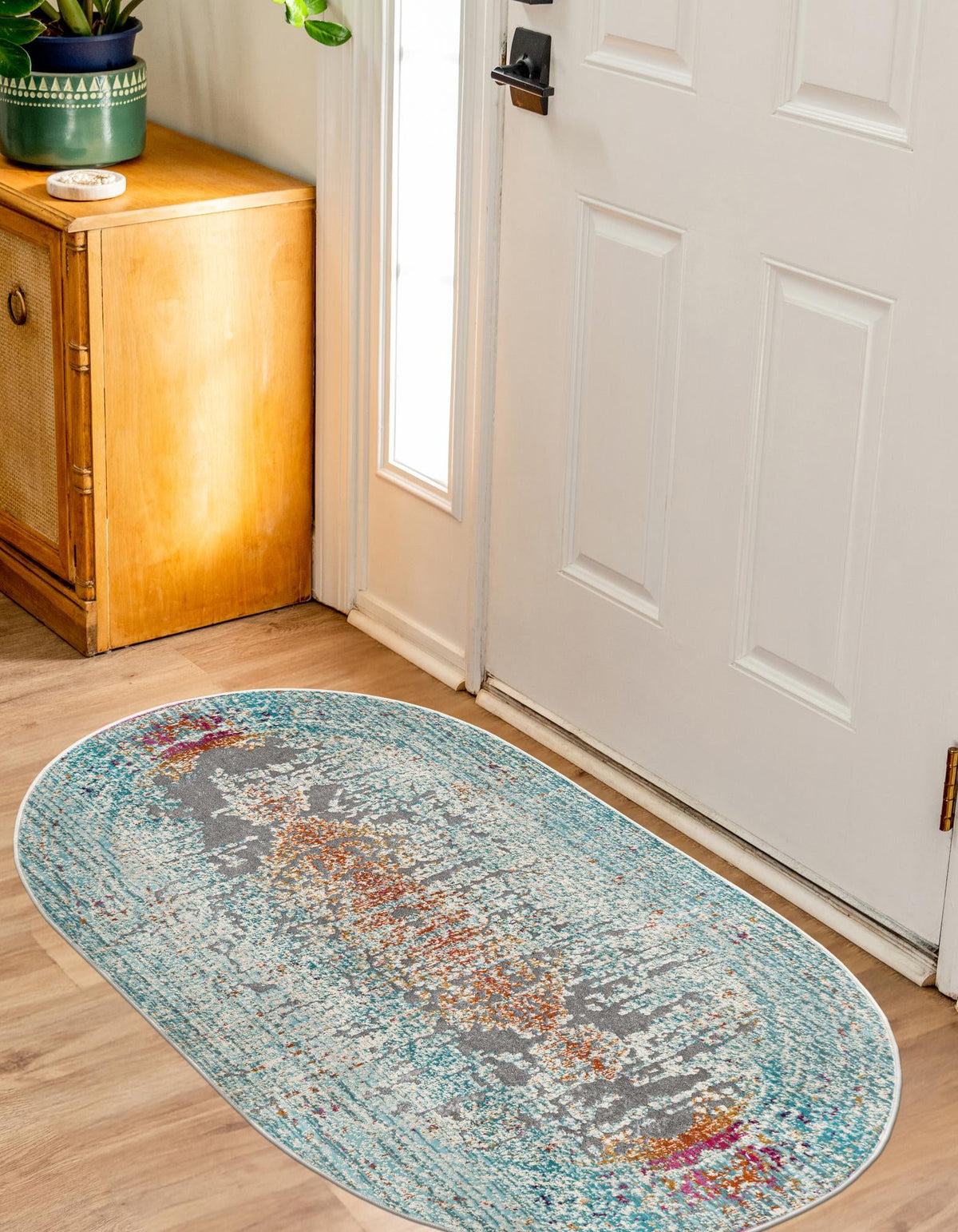 Prague Tapestry Collection Area Rug -  Vltava Oval Blue  lifestyle 36