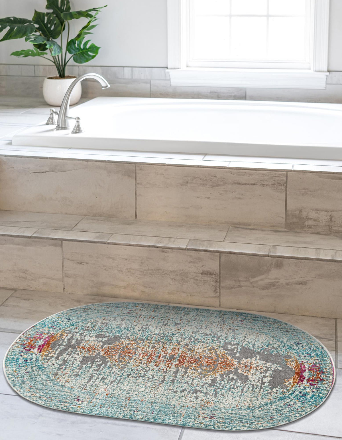 Prague Tapestry Collection Area Rug -  Vltava Oval Blue  lifestyle 41