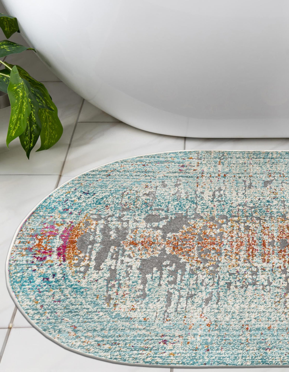 Prague Tapestry Collection Area Rug -  Vltava Oval Blue  lifestyle 55