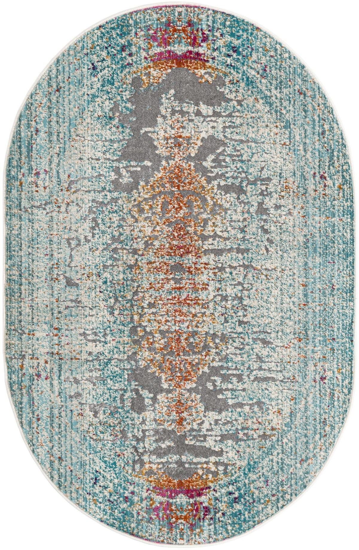Prague Tapestry Collection Area Rug -  Vltava Oval Blue  lifestyle 26