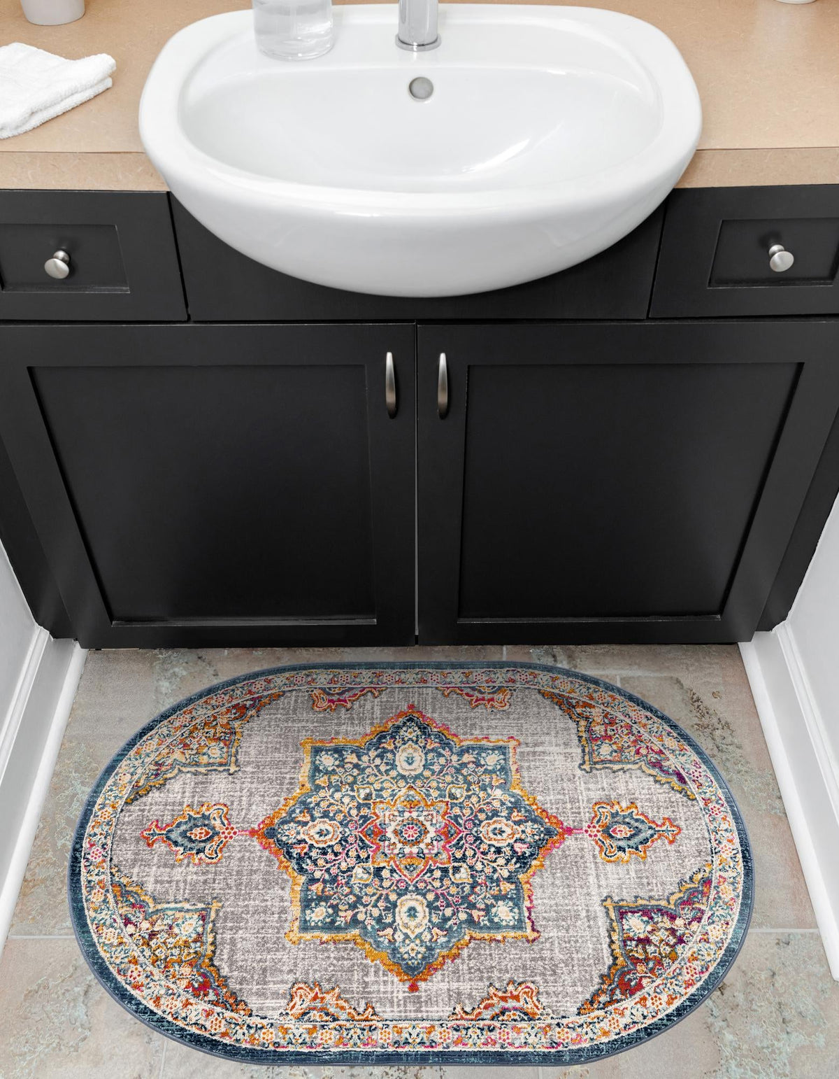 Prague Tapestry Collection Area Rug -  Olomouc Oval Blue  lifestyle 38