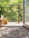 Prague Tapestry Collection Area Rug -  Olomouc Oval Blue  lifestyle 47