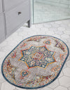 Prague Tapestry Collection Area Rug -  Olomouc Oval Blue  lifestyle 59