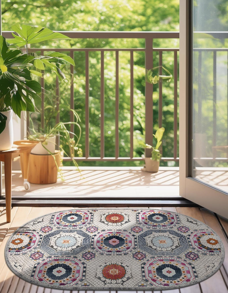 Prague Tapestry Collection Area Rug -  Petrin Oval Multi  lifestyle 32