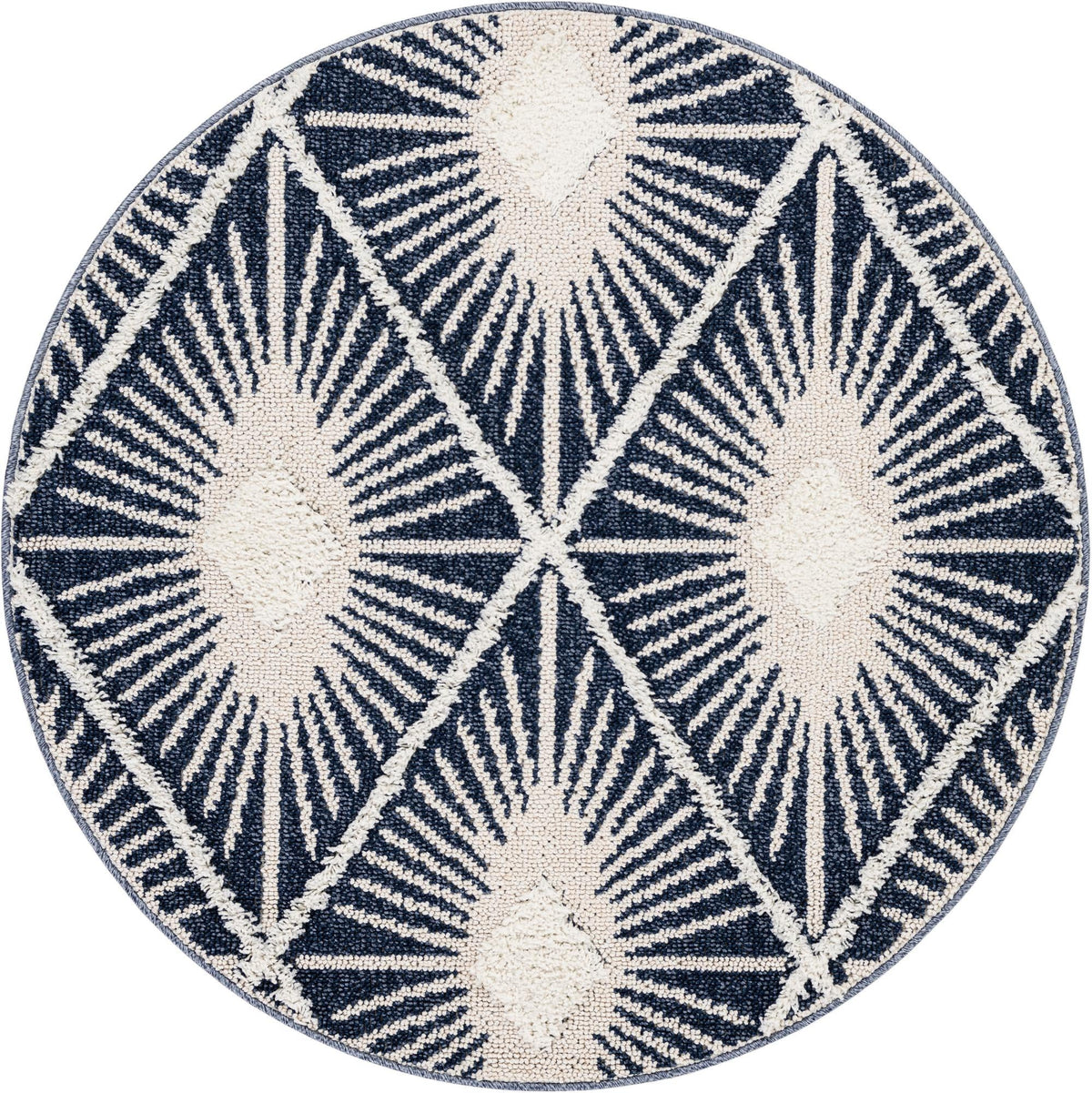 Sahara Chic Collection Area Rug - Marrakech Round Blue  lifestyle 48
