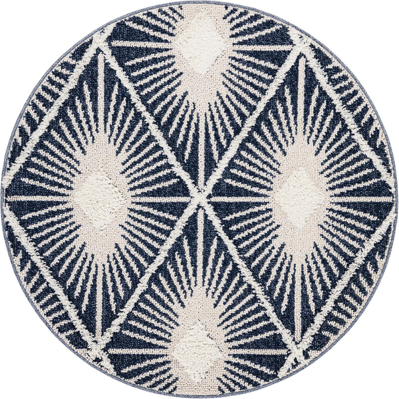 Sahara Chic Collection Area Rug - Marrakech Round Blue  lifestyle 48
