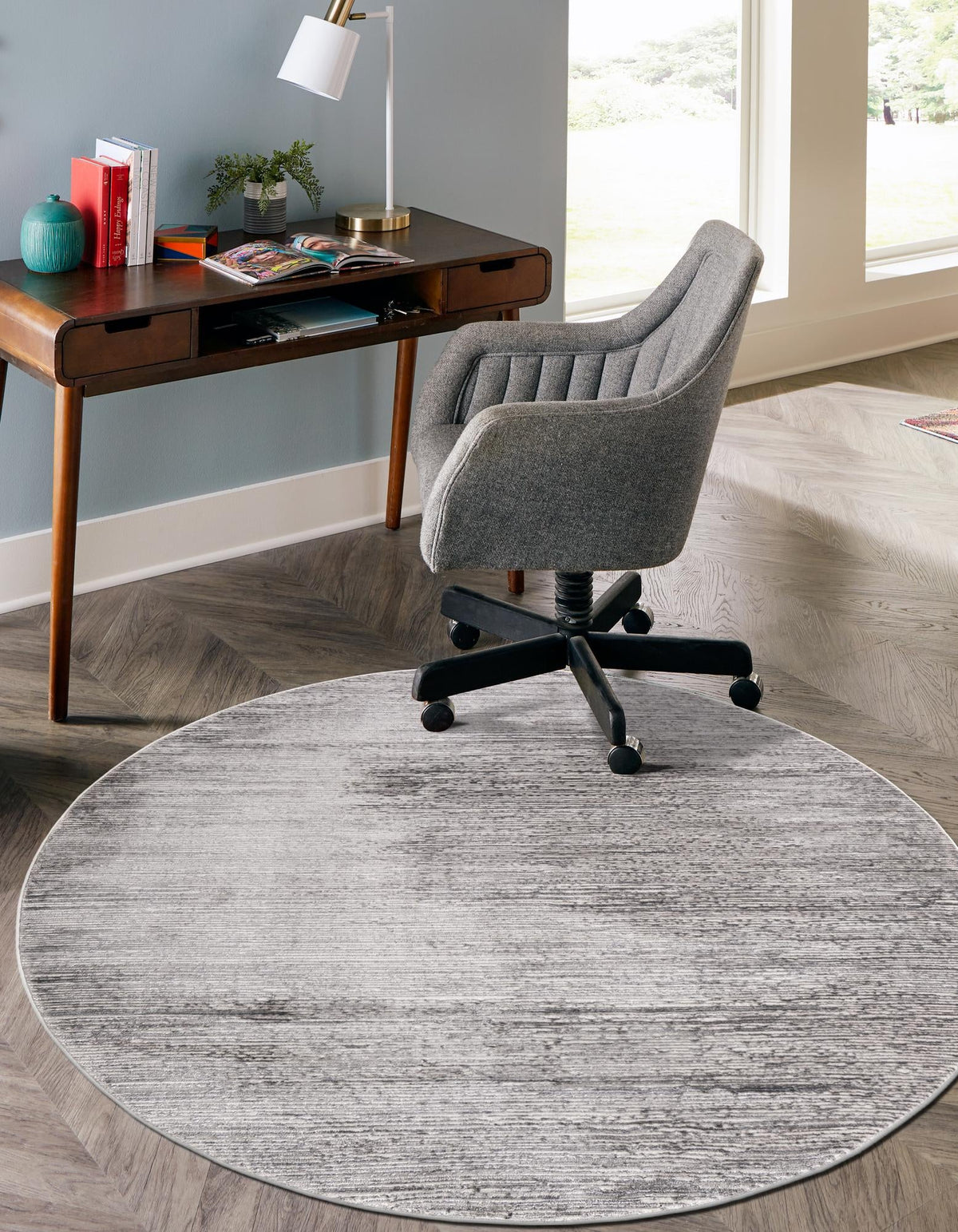 Bloomsbury Elegance Collection Area Rug -  Kensington (Gray) Round Gray  lifestyle 31