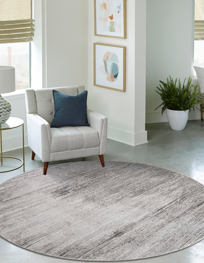 Bloomsbury Elegance Collection Area Rug -  Kensington (Gray) Round Gray  lifestyle 35