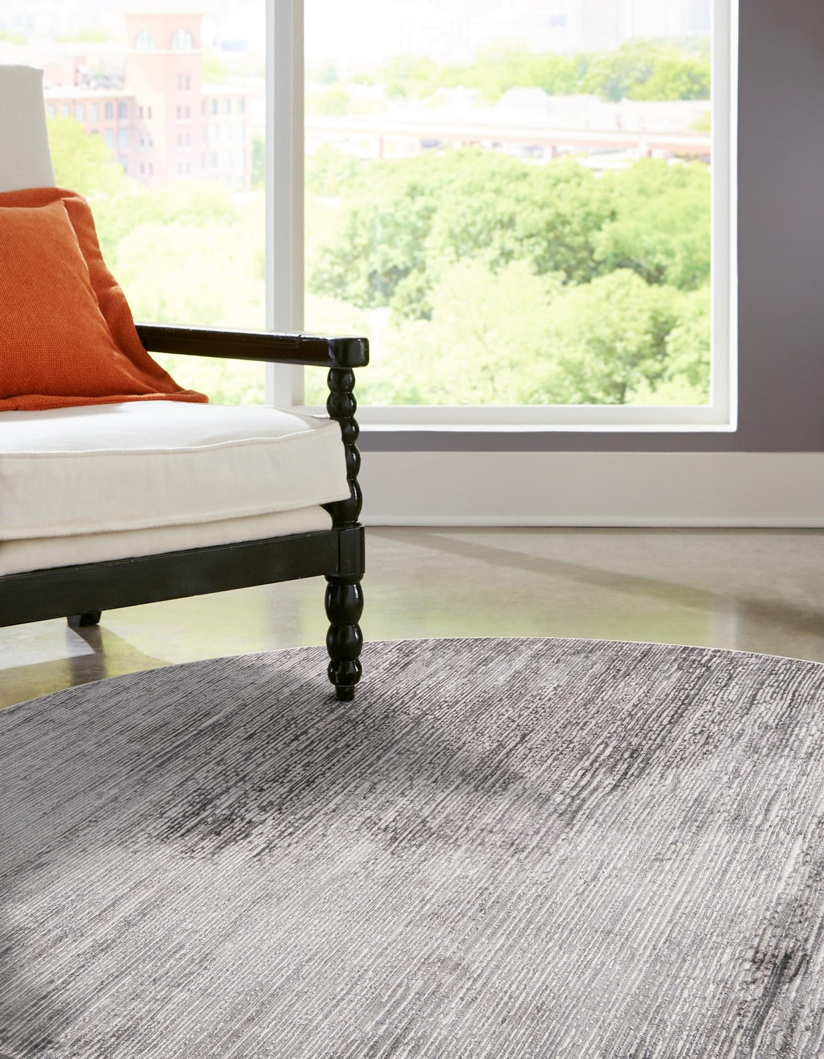 Bloomsbury Elegance Collection Area Rug -  Kensington (Gray) Round Gray  lifestyle 37
