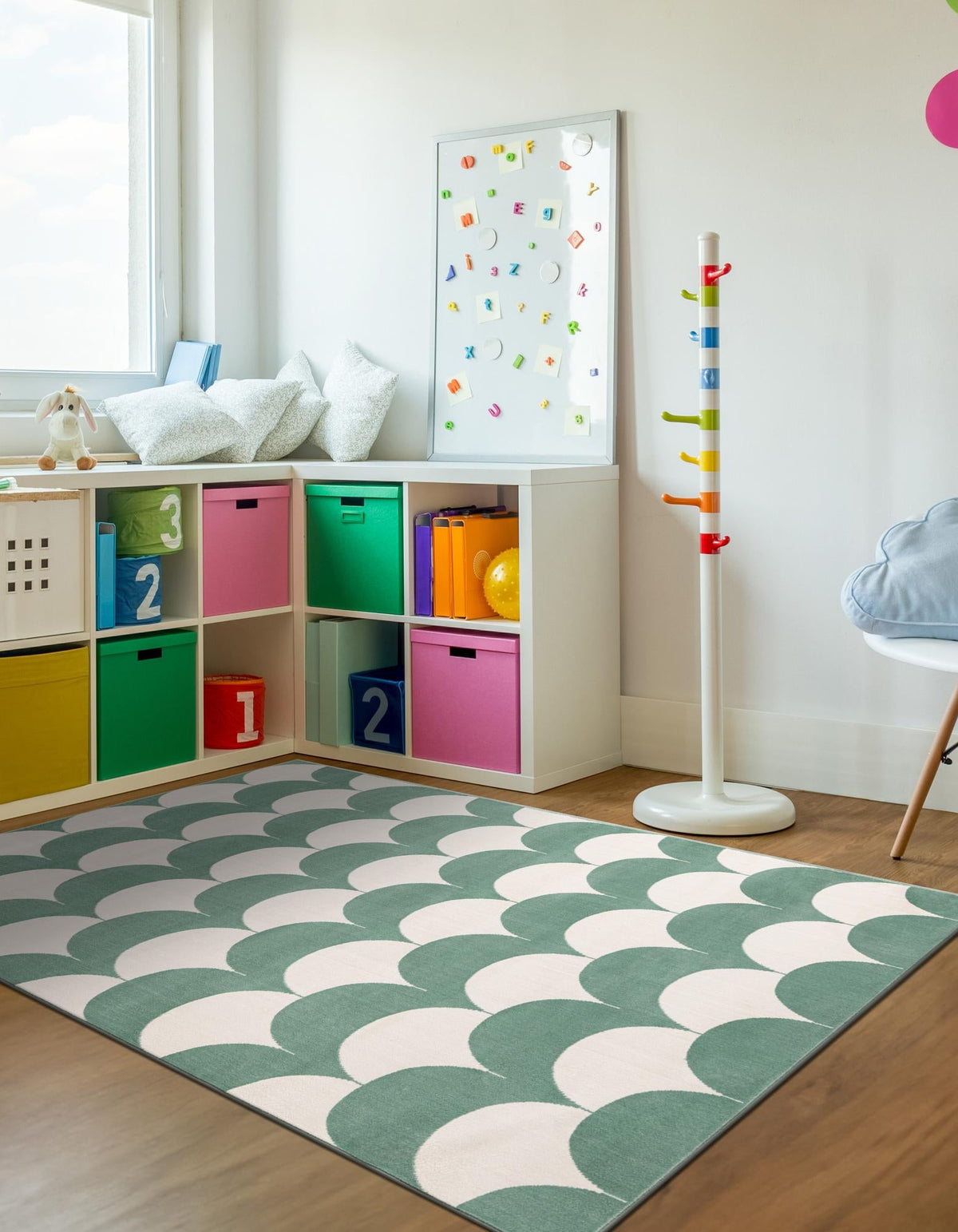 Wonder Tykes Collection Area Rug - Sparklewood Rectangle Soft Green  lifestyle 5