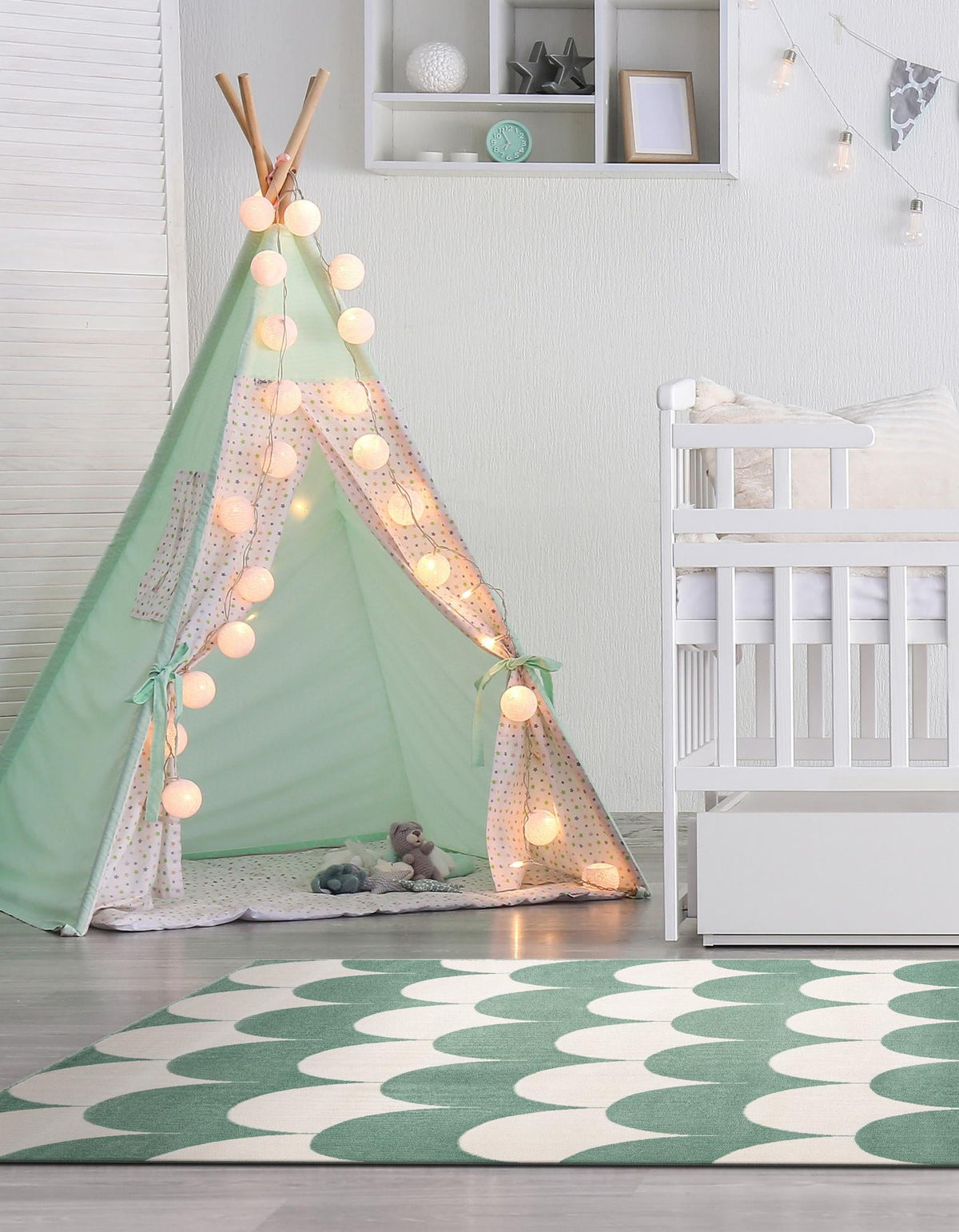 Wonder Tykes Collection Area Rug - Sparklewood Rectangle Soft Green  lifestyle 8