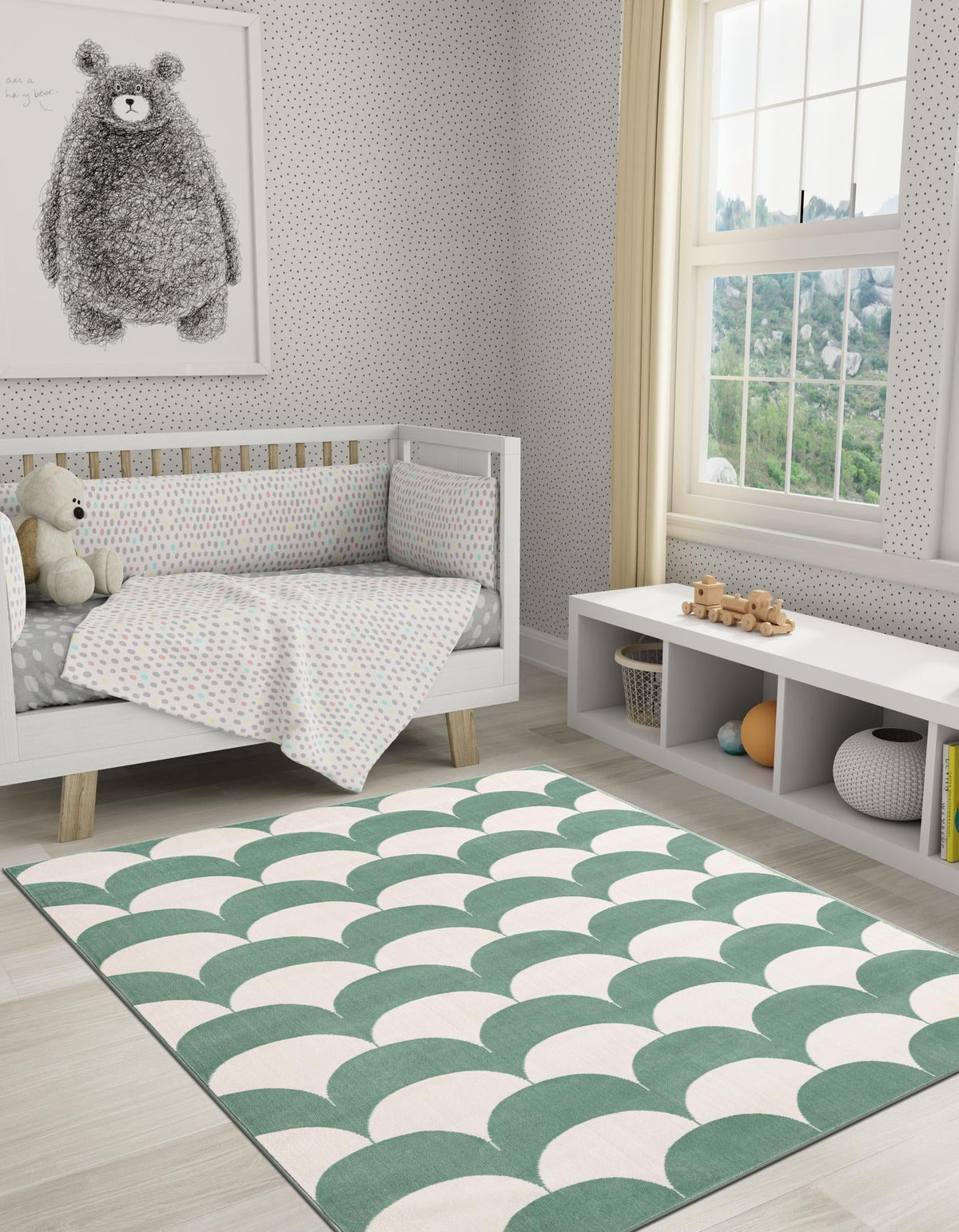 Wonder Tykes Collection Area Rug - Sparklewood Rectangle Soft Green  lifestyle 14