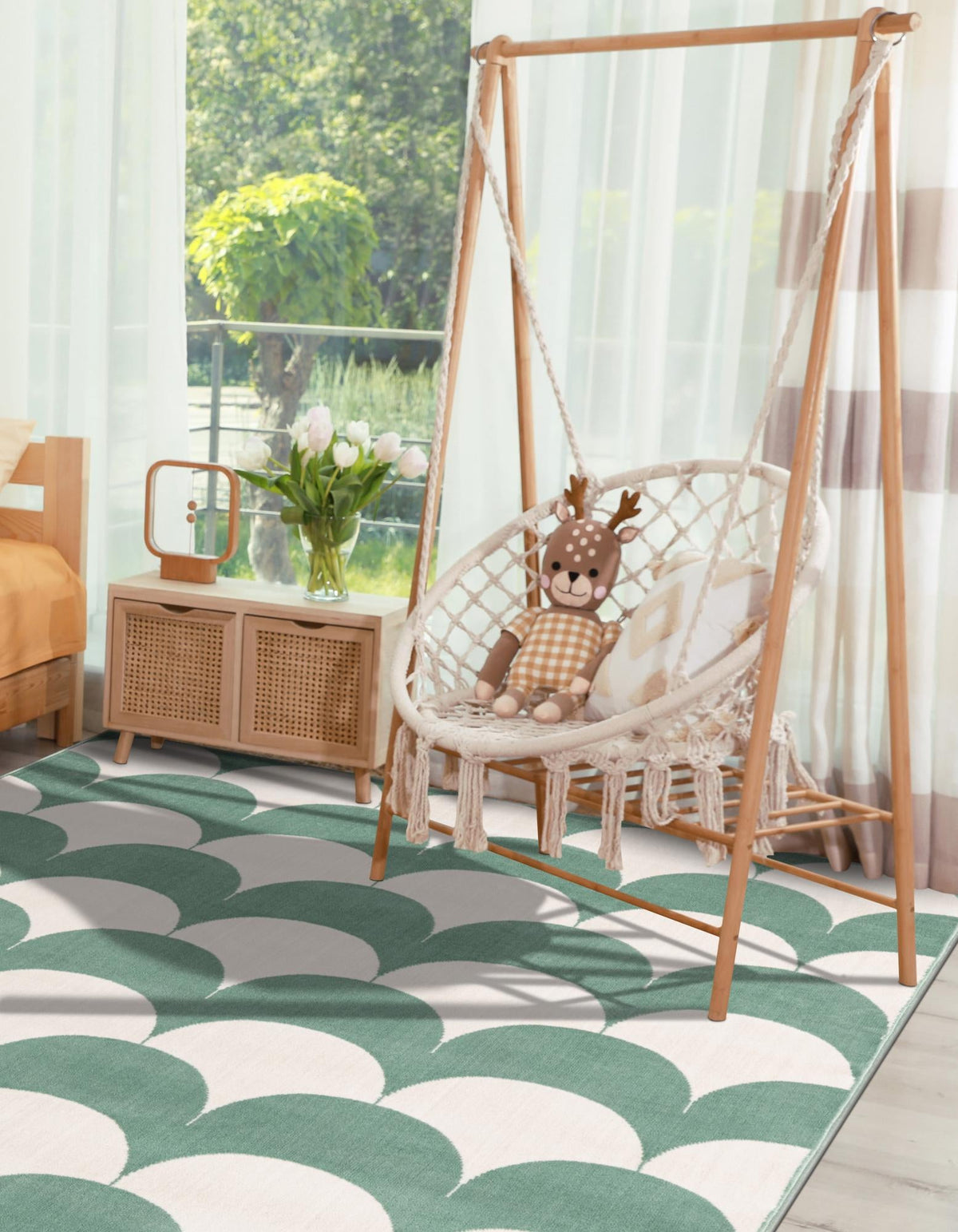 Wonder Tykes Collection Area Rug - Sparklewood Rectangle Soft Green  lifestyle 29