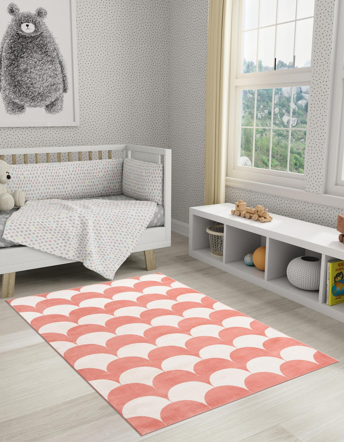 Wonder Tykes Collection Area Rug - Sparklewood Rectangle Soft Coral Pink  lifestyle 6