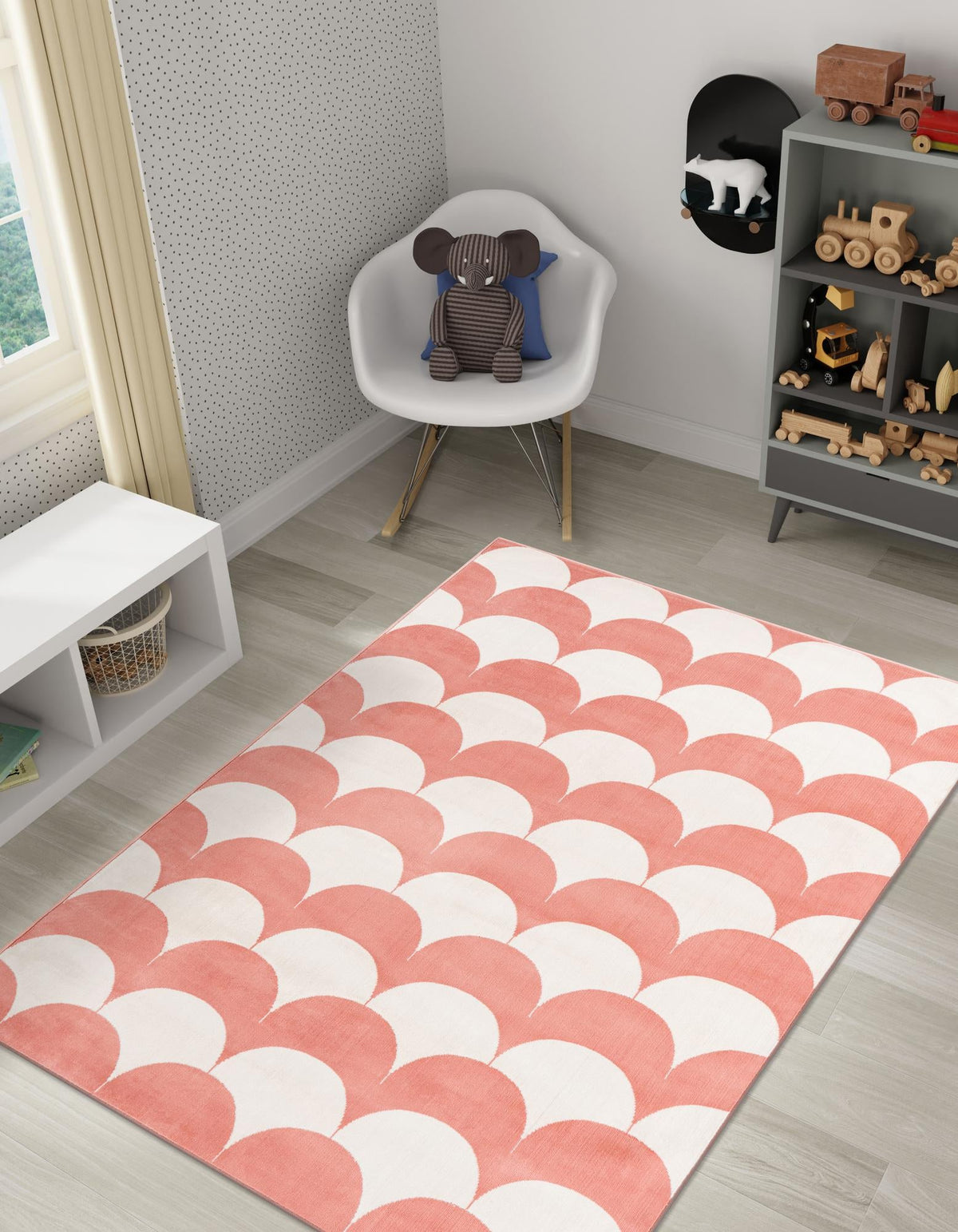 Wonder Tykes Collection Area Rug - Sparklewood Rectangle Soft Coral Pink  lifestyle 9