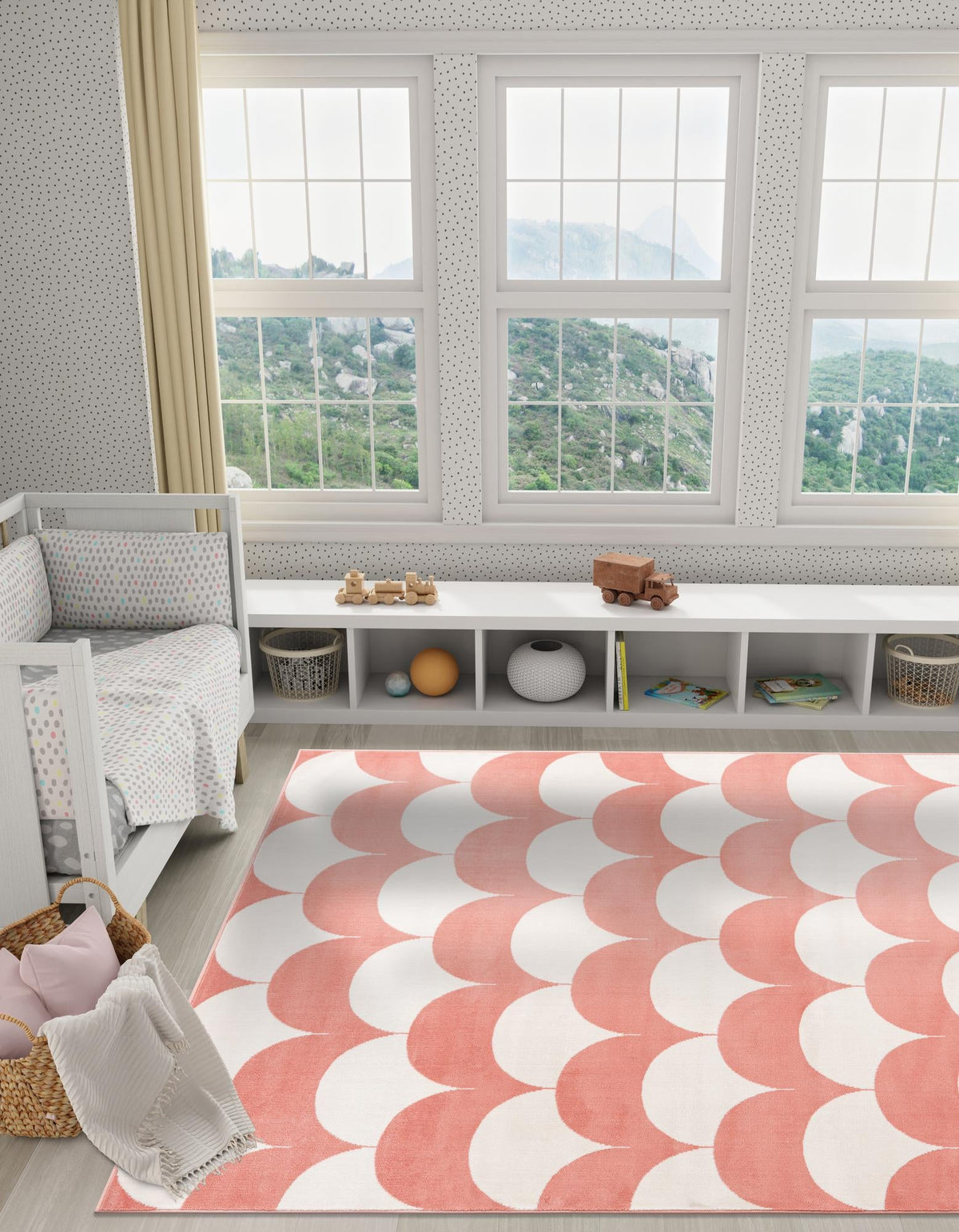 Wonder Tykes Collection Area Rug - Sparklewood Rectangle Soft Coral Pink  lifestyle 24