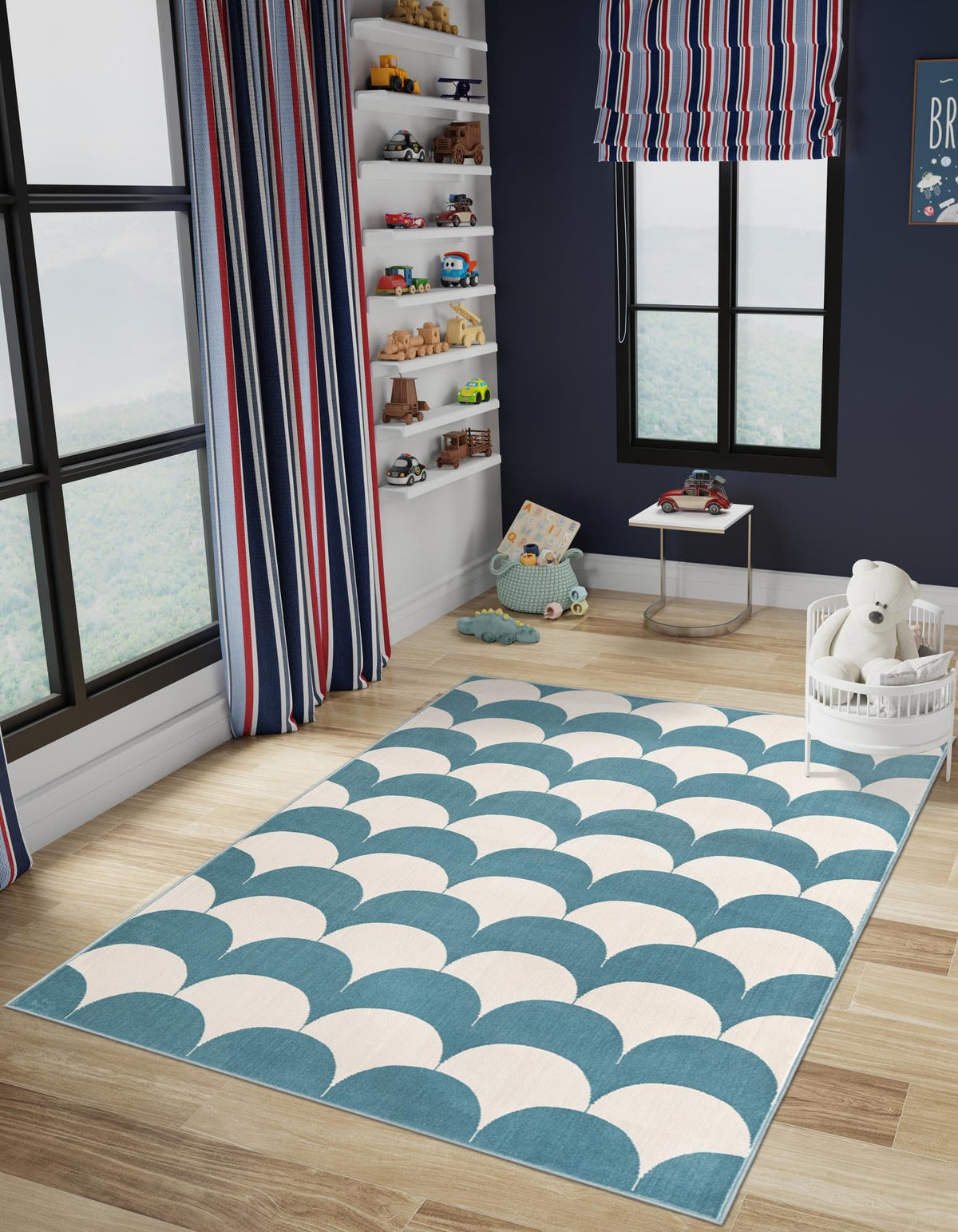 Wonder Tykes Collection Area Rug - Sparklewood Rectangle Sky blue  lifestyle 4