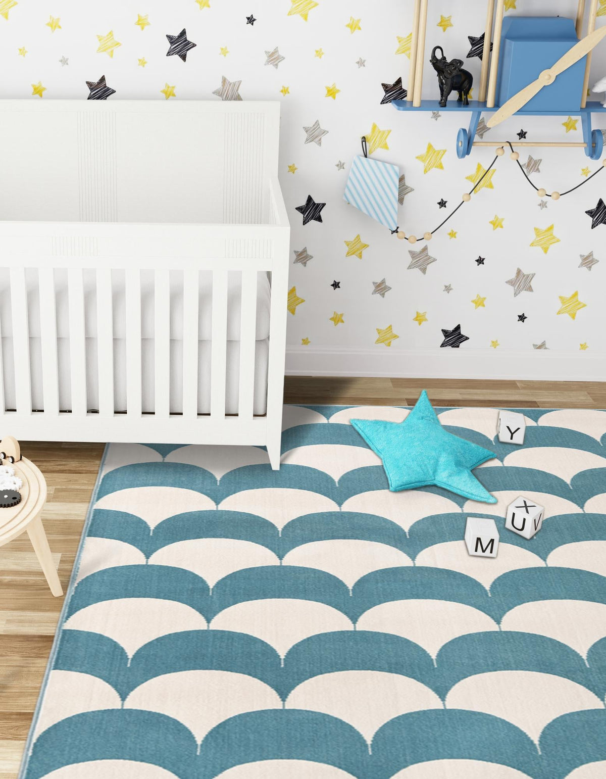Wonder Tykes Collection Area Rug - Sparklewood Rectangle Sky blue  lifestyle 19