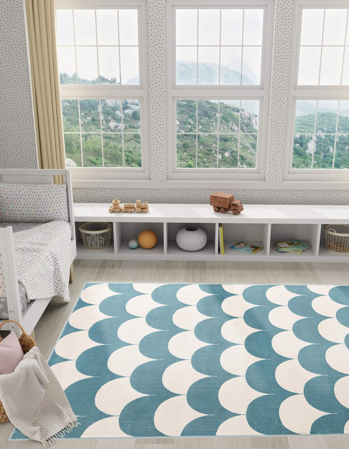 Wonder Tykes Collection Area Rug - Sparklewood Rectangle Sky blue  lifestyle 22
