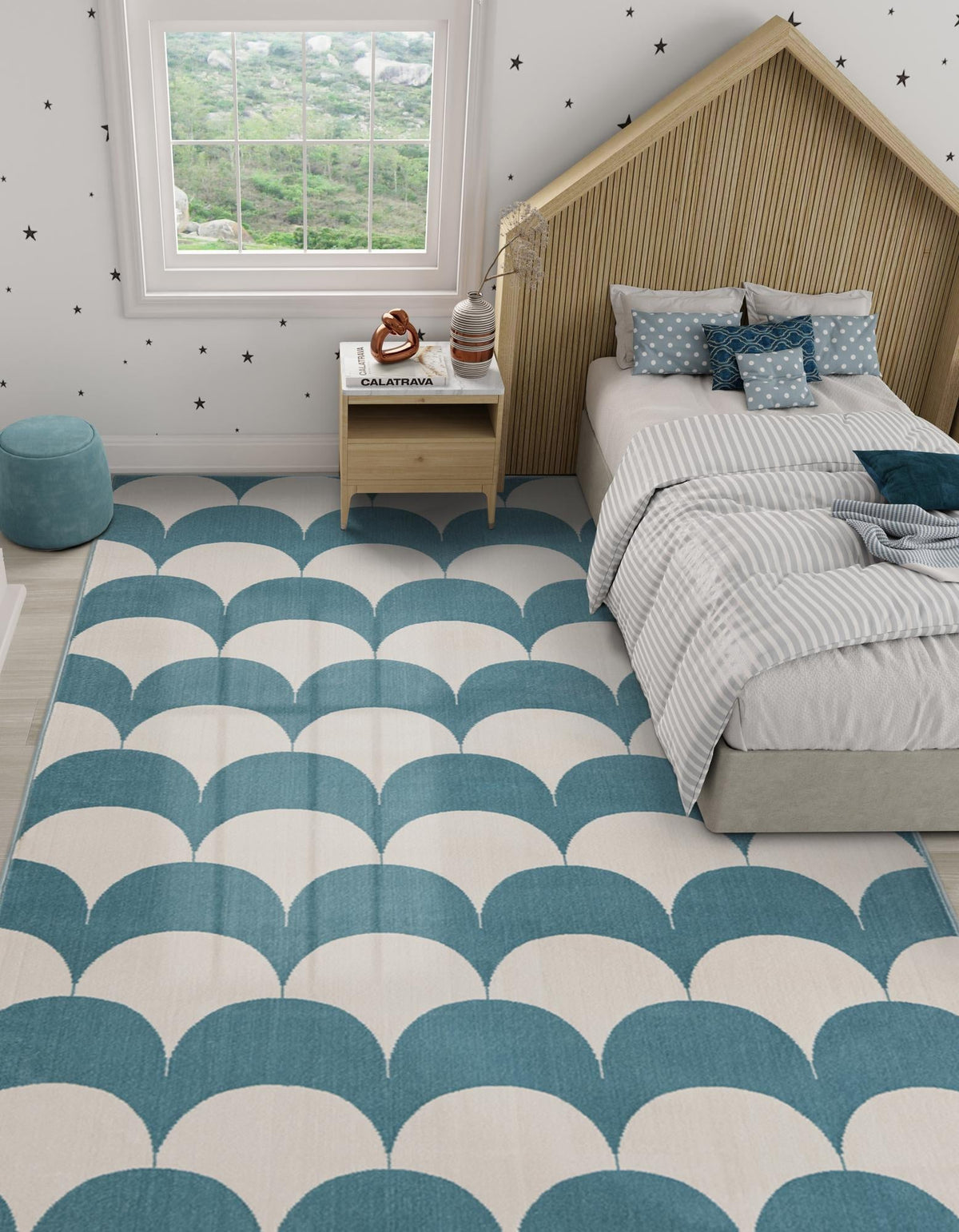 Wonder Tykes Collection Area Rug - Sparklewood Rectangle Sky blue  lifestyle 25