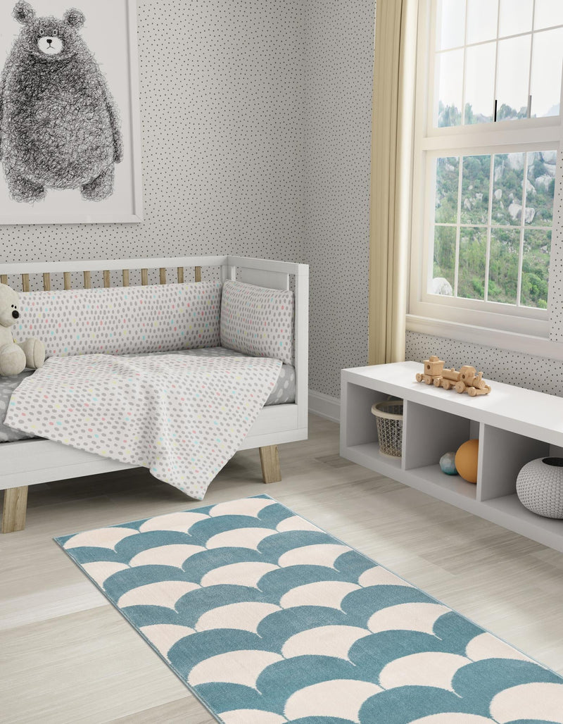 Wonder Tykes Collection Area Rug - Sparklewood Runner Sky blue  lifestyle 69