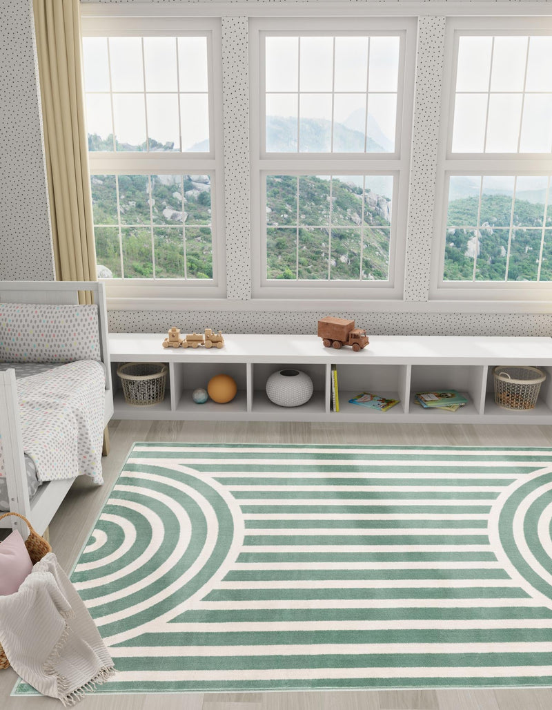 Wonder Tykes Collection Area Rug -  Joydale Rectangle Soft Green  lifestyle 17
