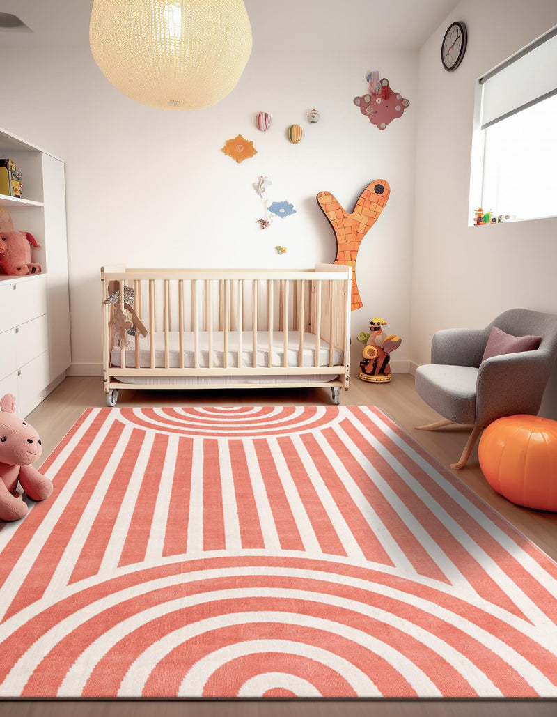 Wonder Tykes Collection Area Rug -  Joydale Rectangle Soft Coral Pink  lifestyle 8