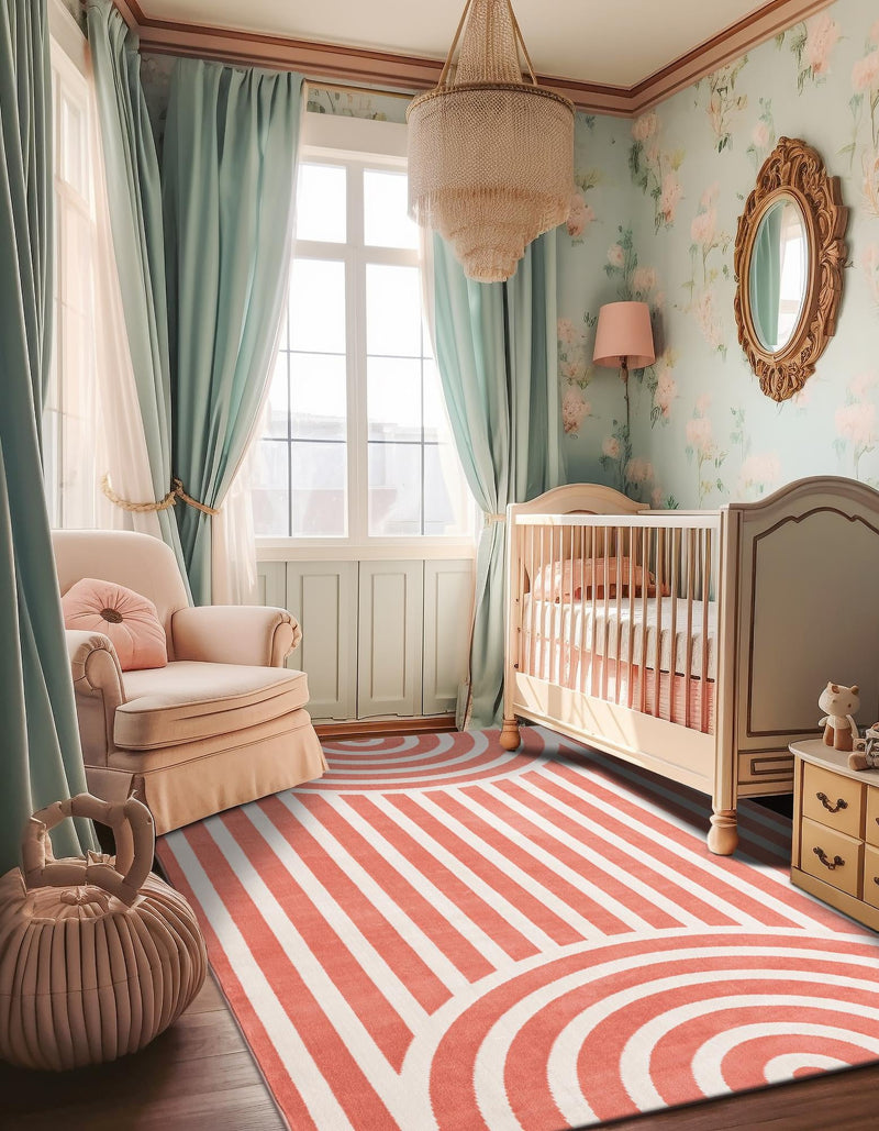 Wonder Tykes Collection Area Rug -  Joydale Rectangle Soft Coral Pink  lifestyle 28