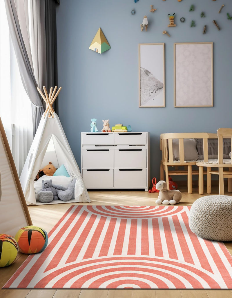 Wonder Tykes Collection Area Rug -  Joydale Rectangle Soft Coral Pink  lifestyle 40