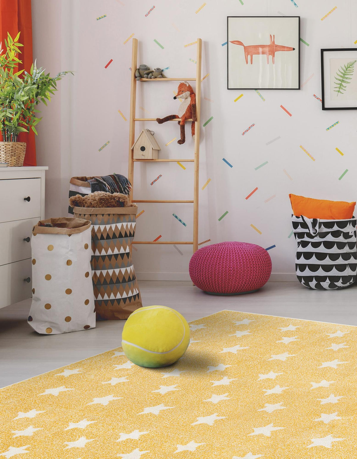 Playful Patterns Collection Area Rug -  Mosaic Rectangle Soft Yellow  lifestyle 24