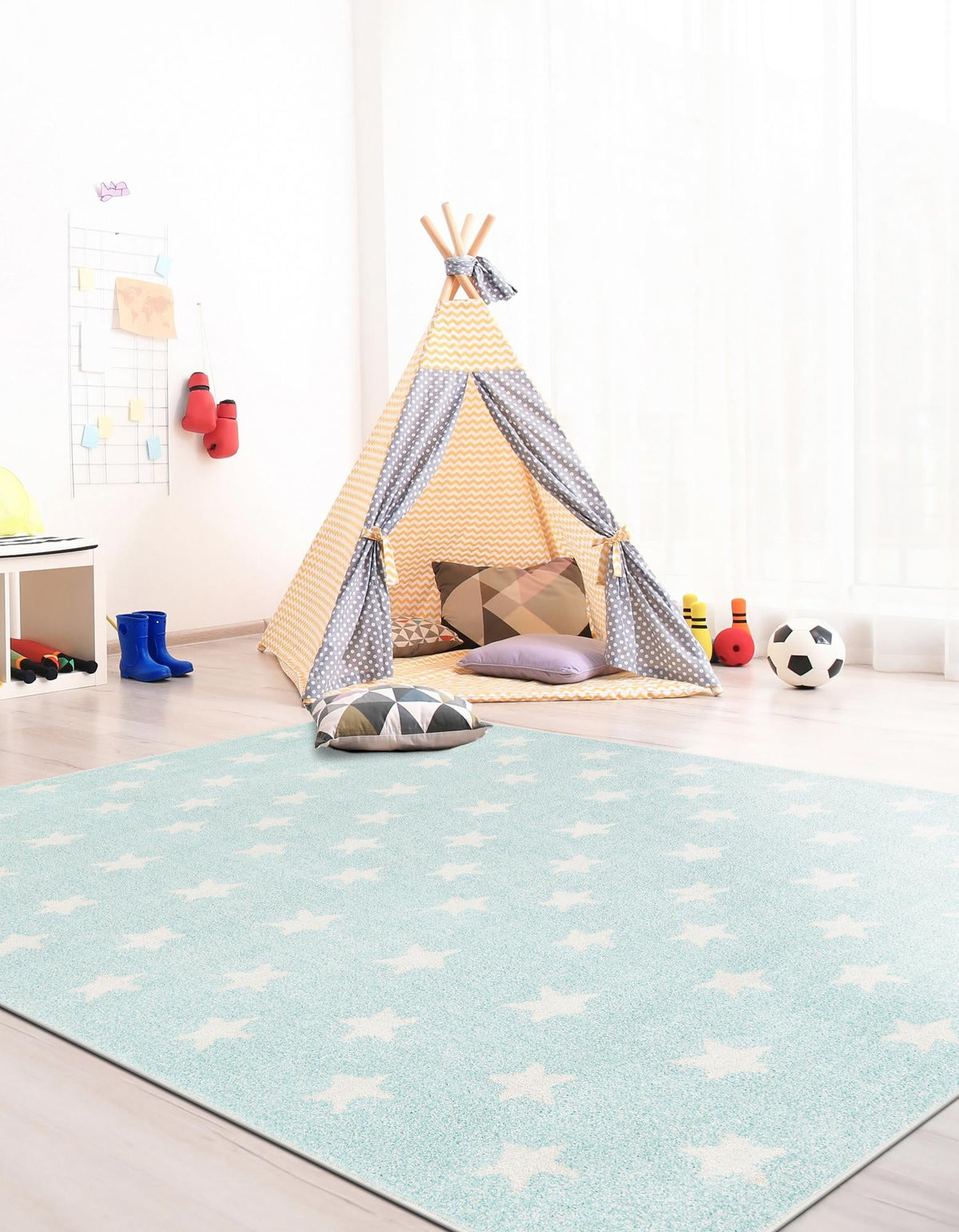 Playful Patterns Collection Area Rug -  Mosaic Rectangle Clear Blue  lifestyle 8
