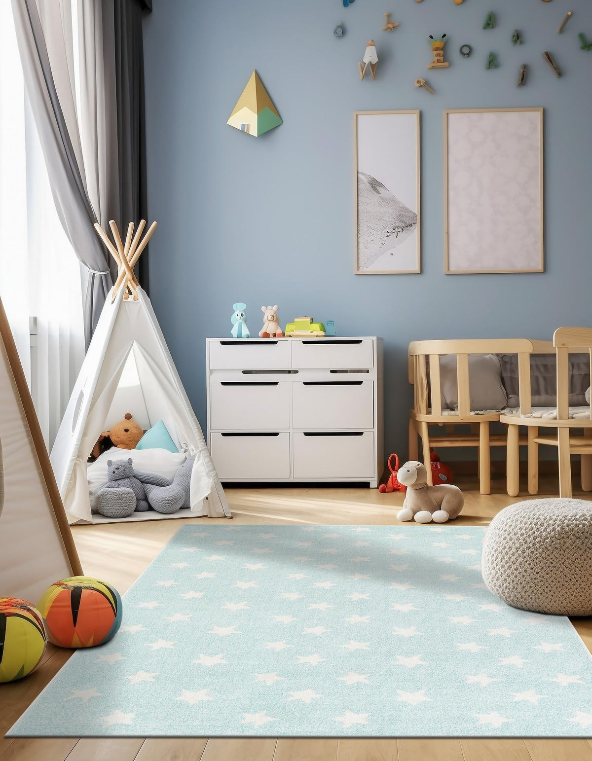 Playful Patterns Collection Area Rug -  Mosaic Rectangle Clear Blue  lifestyle 17