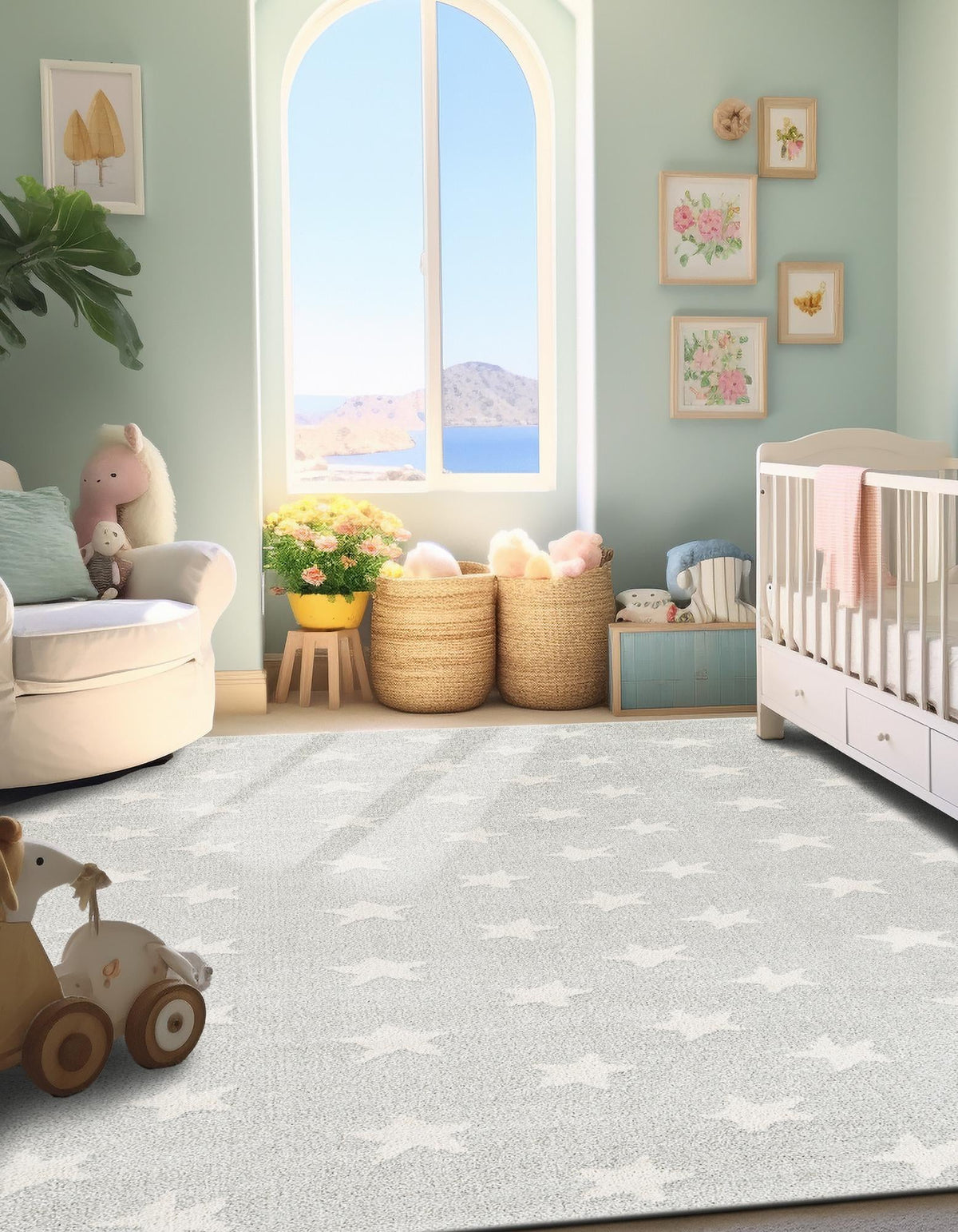 Playful Patterns Collection Area Rug -  Mosaic Rectangle Cloud Gray  lifestyle 4