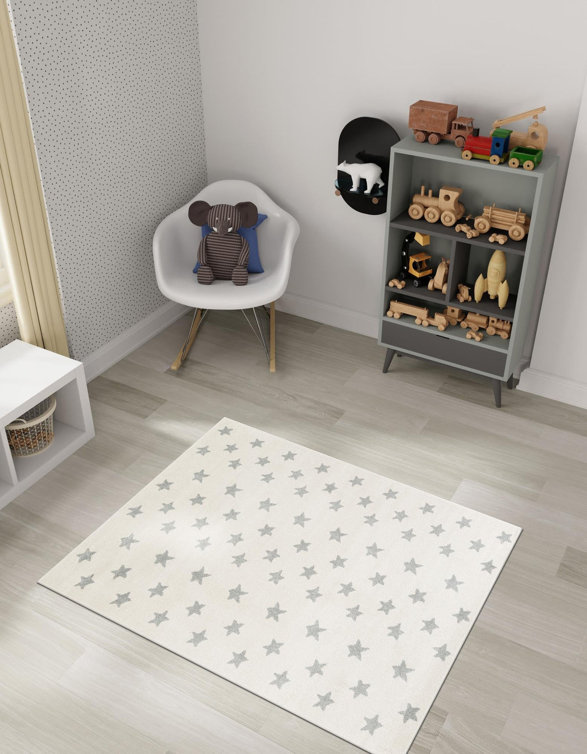 Playful Patterns Collection Area Rug -  Mosaic Rectangle Daisy White  lifestyle 11