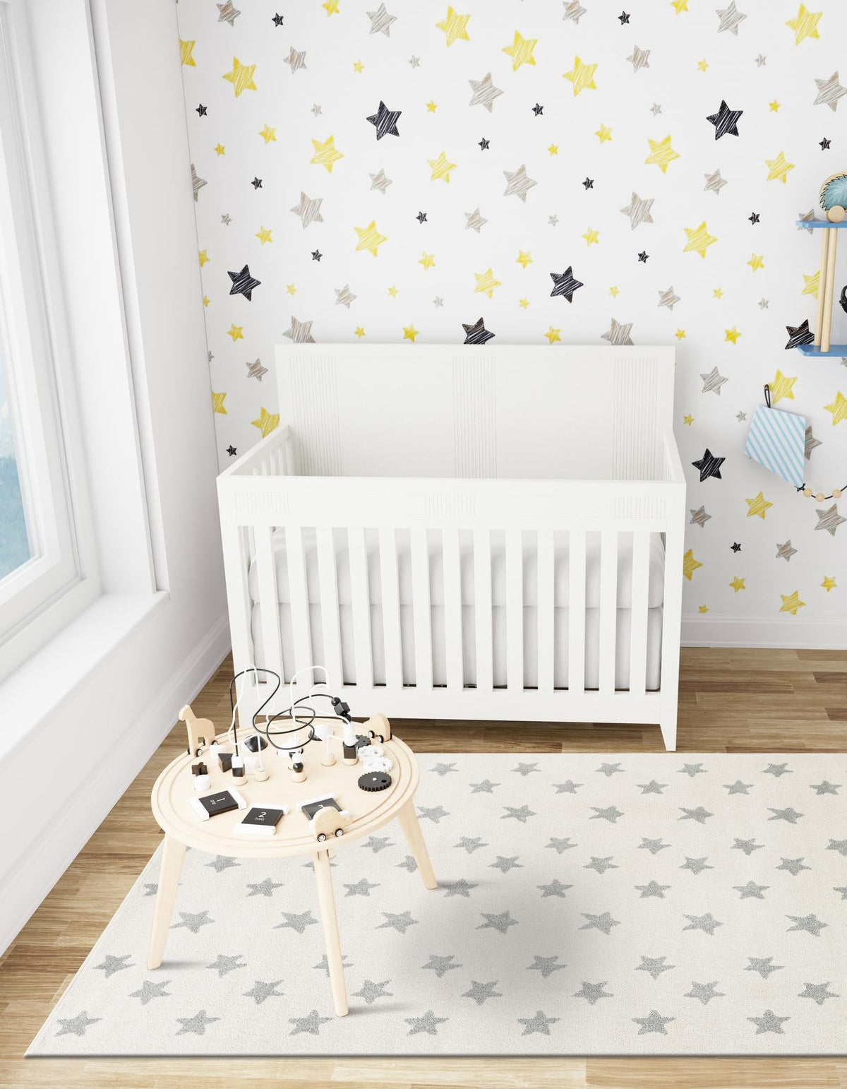 Playful Patterns Collection Area Rug -  Mosaic Rectangle Daisy White  lifestyle 13