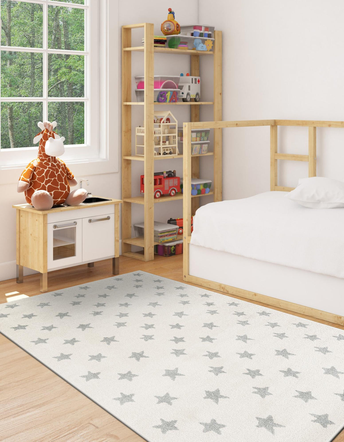 Playful Patterns Collection Area Rug -  Mosaic Rectangle Daisy White  lifestyle 21