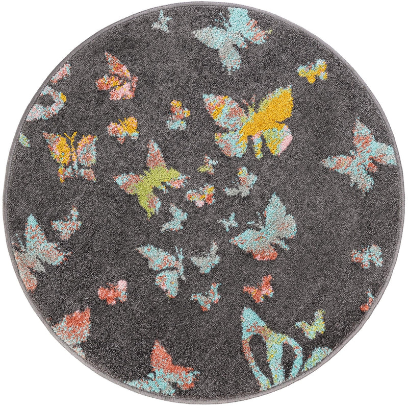 Wonder Tykes Collection Area Rug -  Carnival Round Charcoal Gray  lifestyle 24