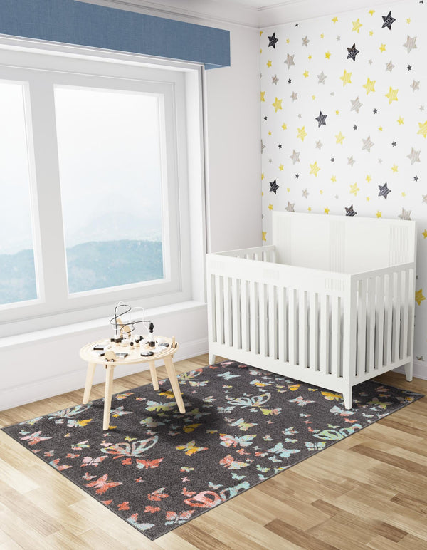 Playful Patterns Collection Area Rug -  Carnival Rectangle Charcoal Gray  lifestyle 3
