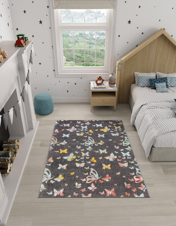 Playful Patterns Collection Area Rug -  Carnival Rectangle Charcoal Gray  lifestyle 7