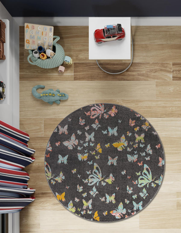Playful Patterns Collection Area Rug -  Carnival Round Charcoal Gray  lifestyle 42