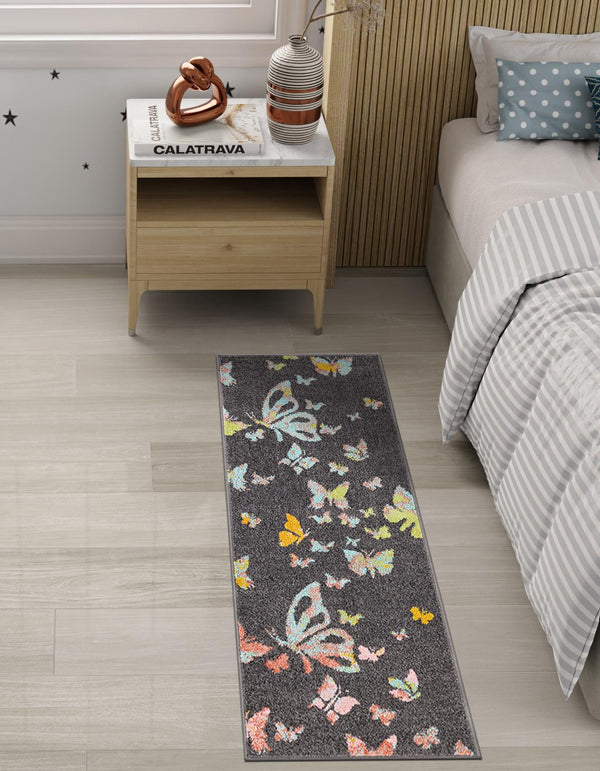 Playful Patterns Collection Area Rug -  Carnival Runner Charcoal Gray  lifestyle 31