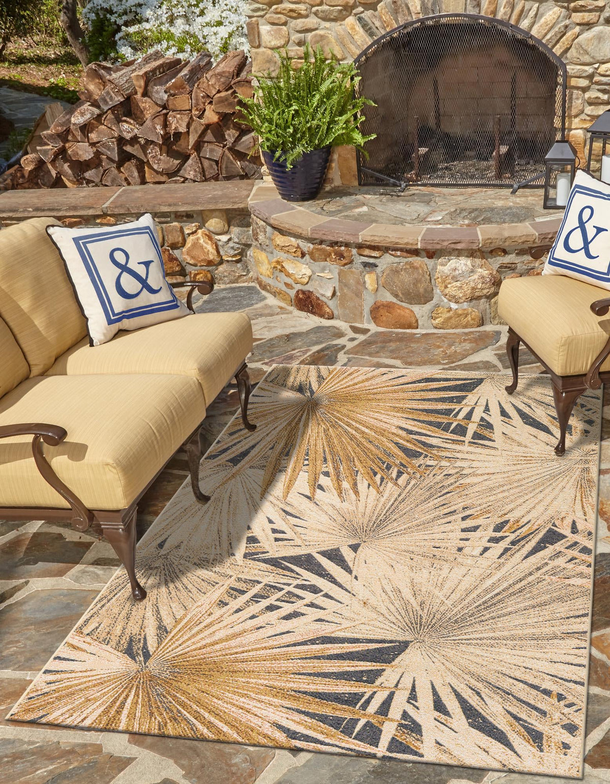 Seaside Blooms Collection Area Rug -  Avalon Rectangle Multi  lifestyle 3
