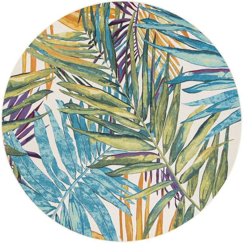 Seaside Blooms Collection Area Rug -  Arcadia Round Multi  lifestyle 11