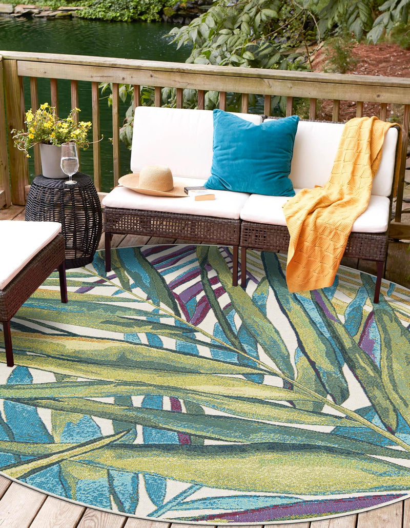 Seaside Blooms Collection Area Rug -  Arcadia Round Multi  lifestyle 12