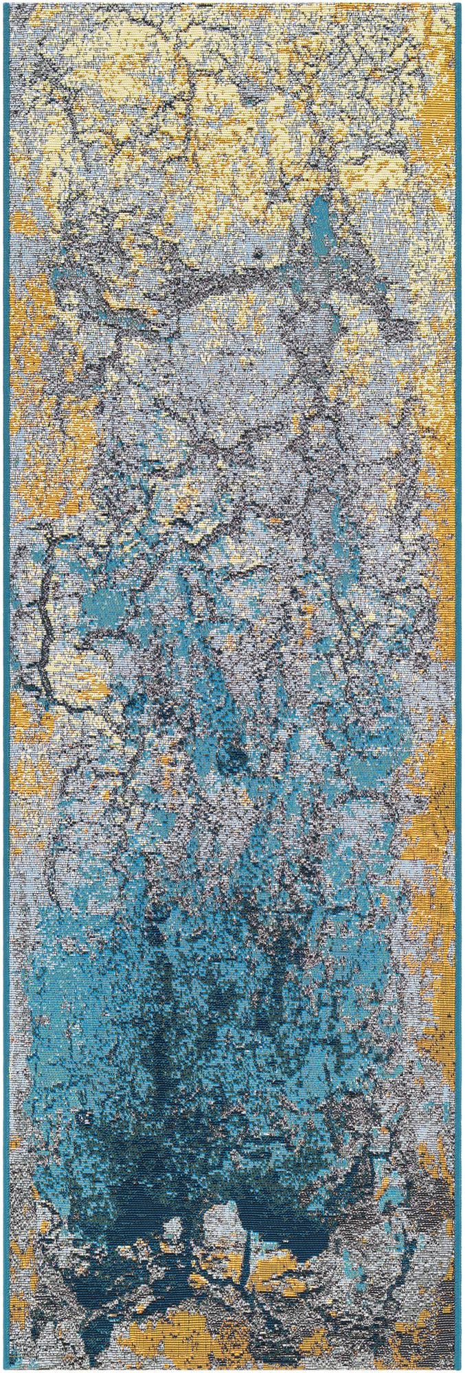 Urban Terrace Collection Area Rug -  Lanai Runner Gradient Blue  lifestyle 42